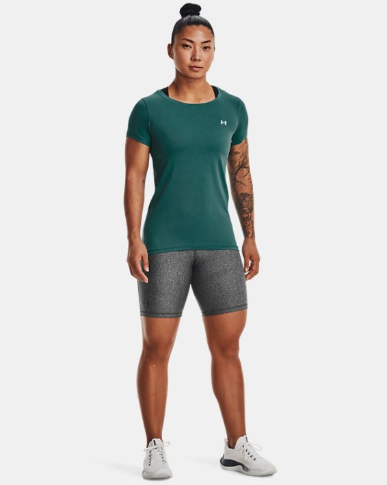 Women's HeatGear® Armour Short Sleeve in Green image number 2